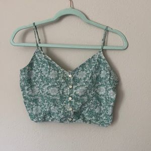 American Eagle mint green floral tank top size S